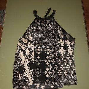 Black and white halter tank top